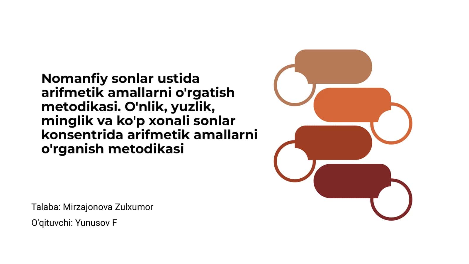 Arifmetik amallarni o'rgatish metodikasi
