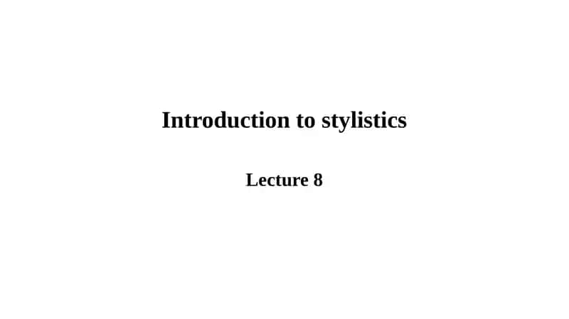 Introduction to stylistics