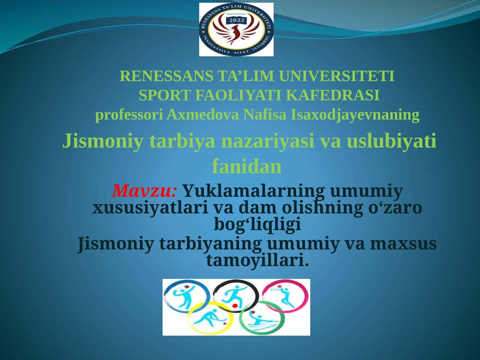 Yuklamalarning umumiy xususiyatlari va molishning o‘zarobog‘liqligi