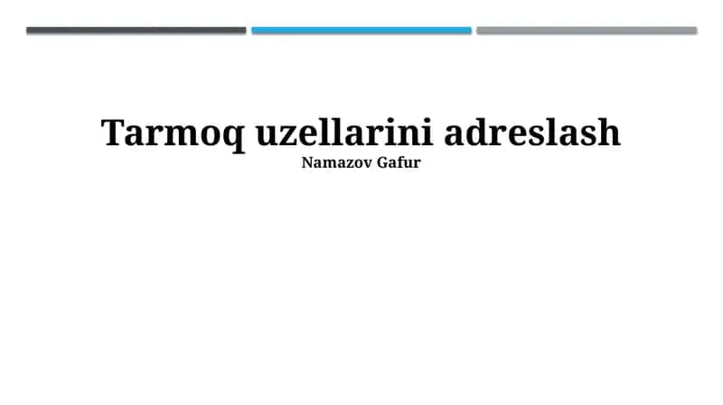 Tarmoq tugunlaridagi muammolarni bartaraf etish