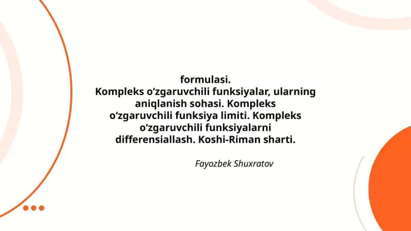 Kompleks o‘zgaruvchili funksiyalar