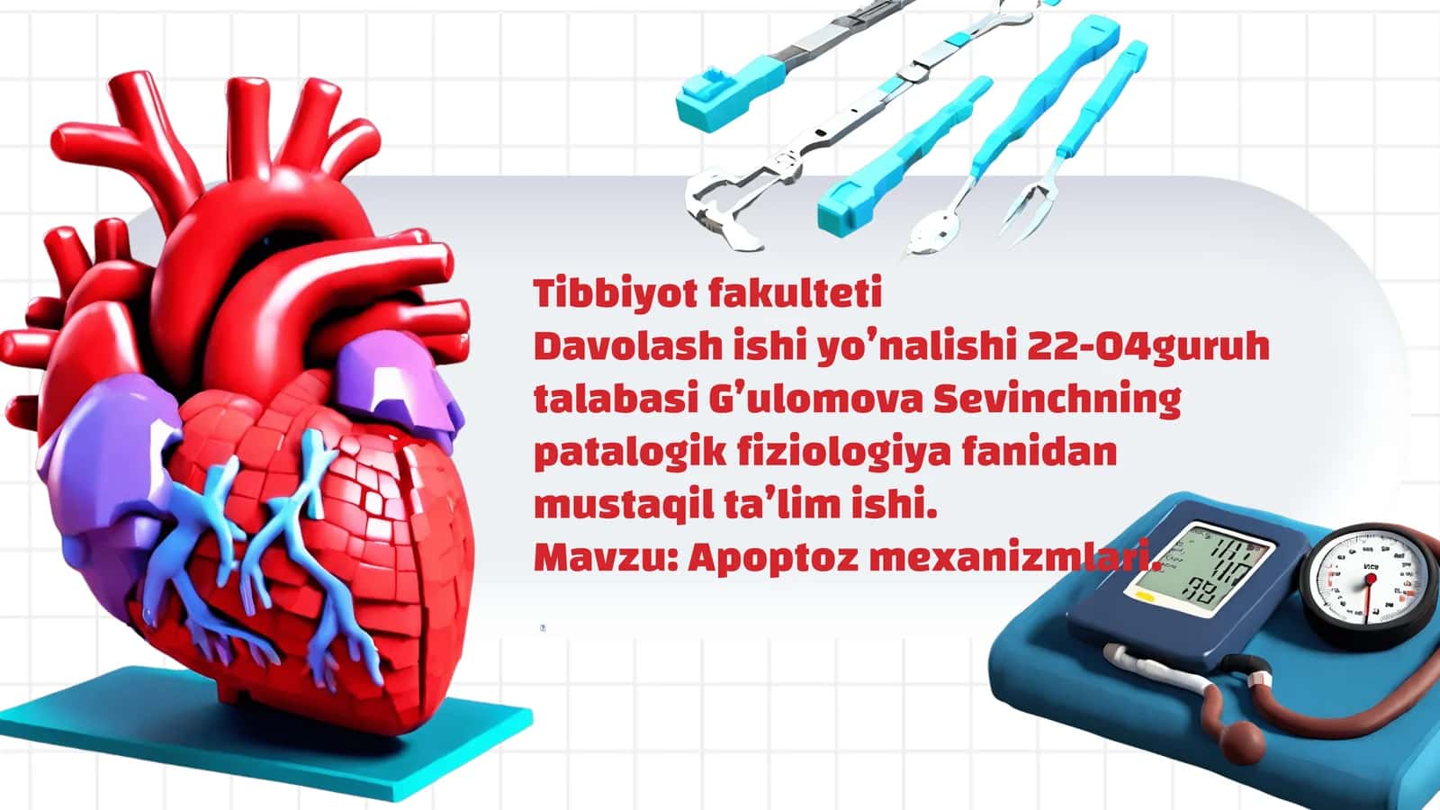 Tibbiyot fakulteti Davolashishi yo’nalishi 22-04 guruh talabasi G’ulomova Sevinchning patologik fiziologiya fanidan mustaqil ta’limishi