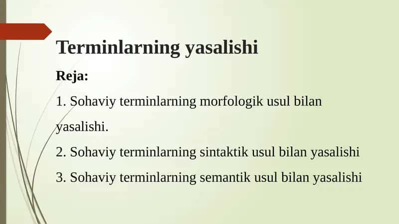 Sohaviy terminlar yasalishi