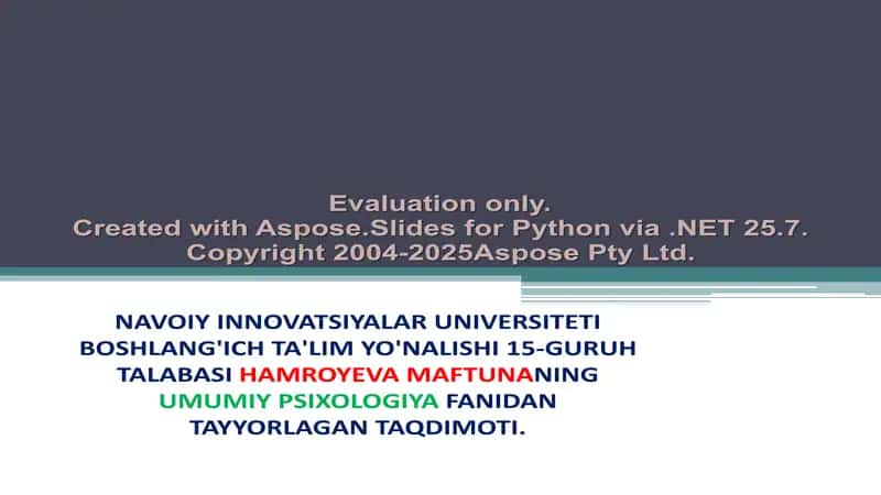 Yetuklik davrining psixologik xususiyatlari