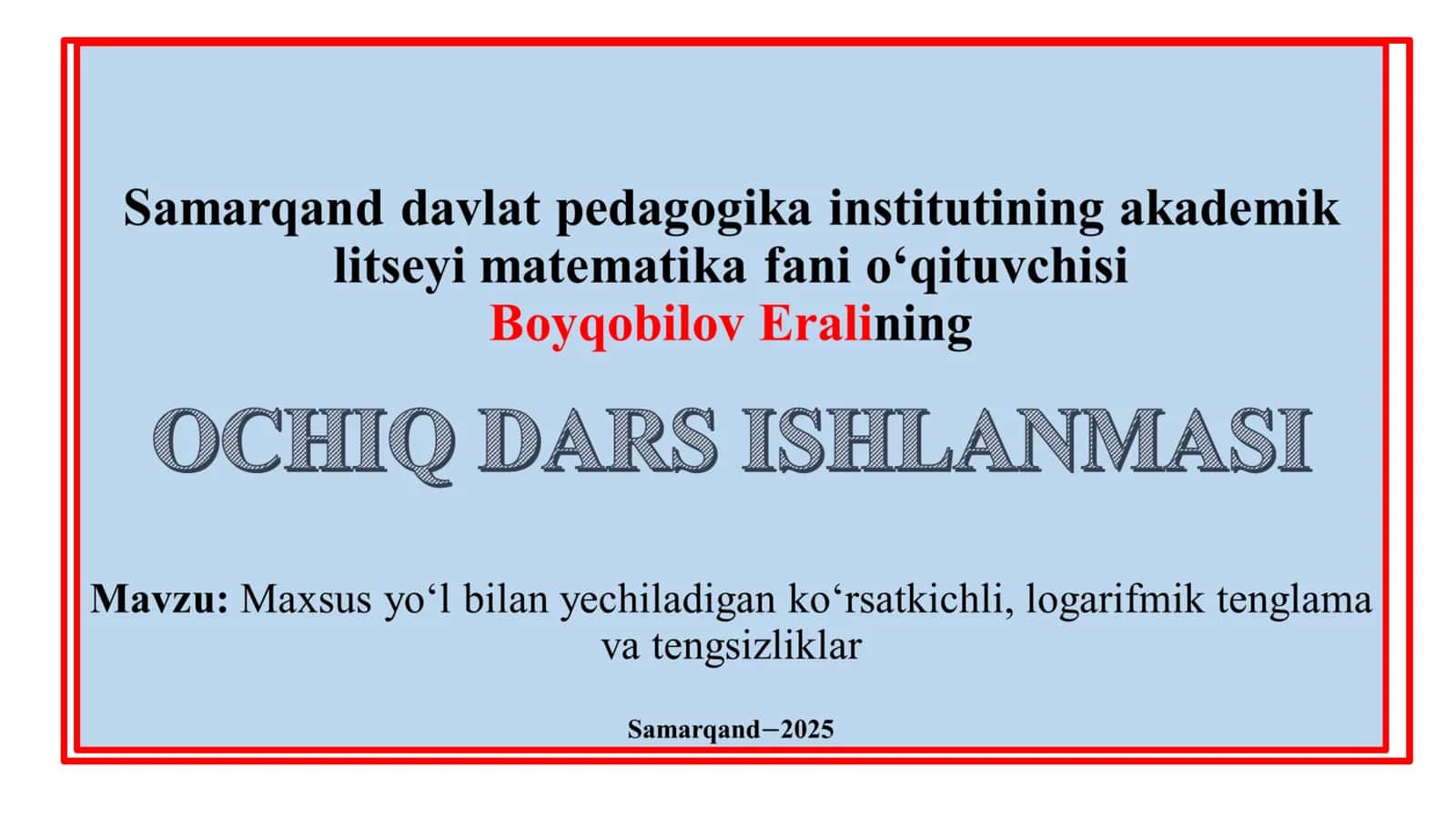 O‘quv mashg‘ulotining texnologik xaritasi