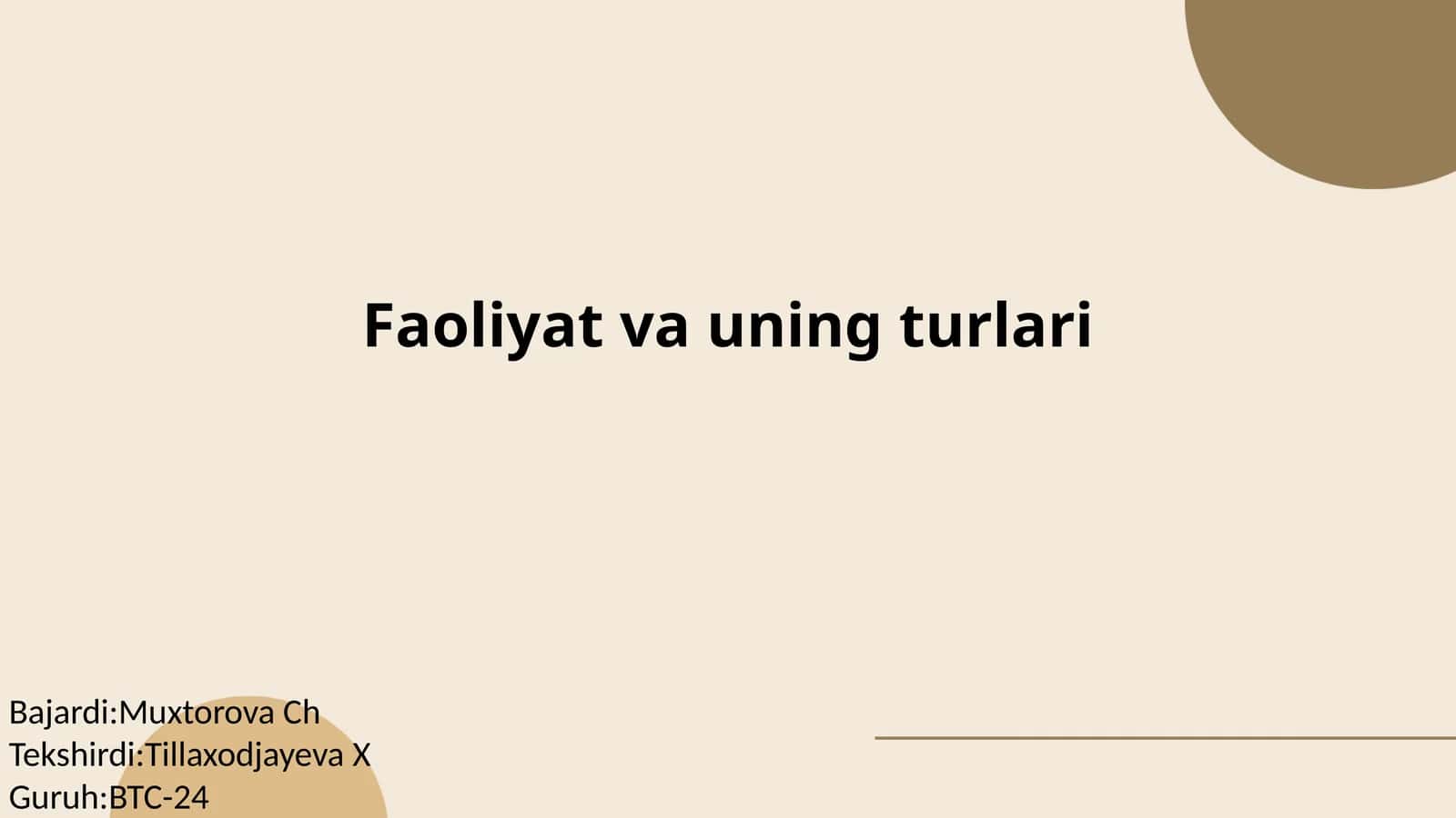 Psixologik Faoliyat va uning turlari