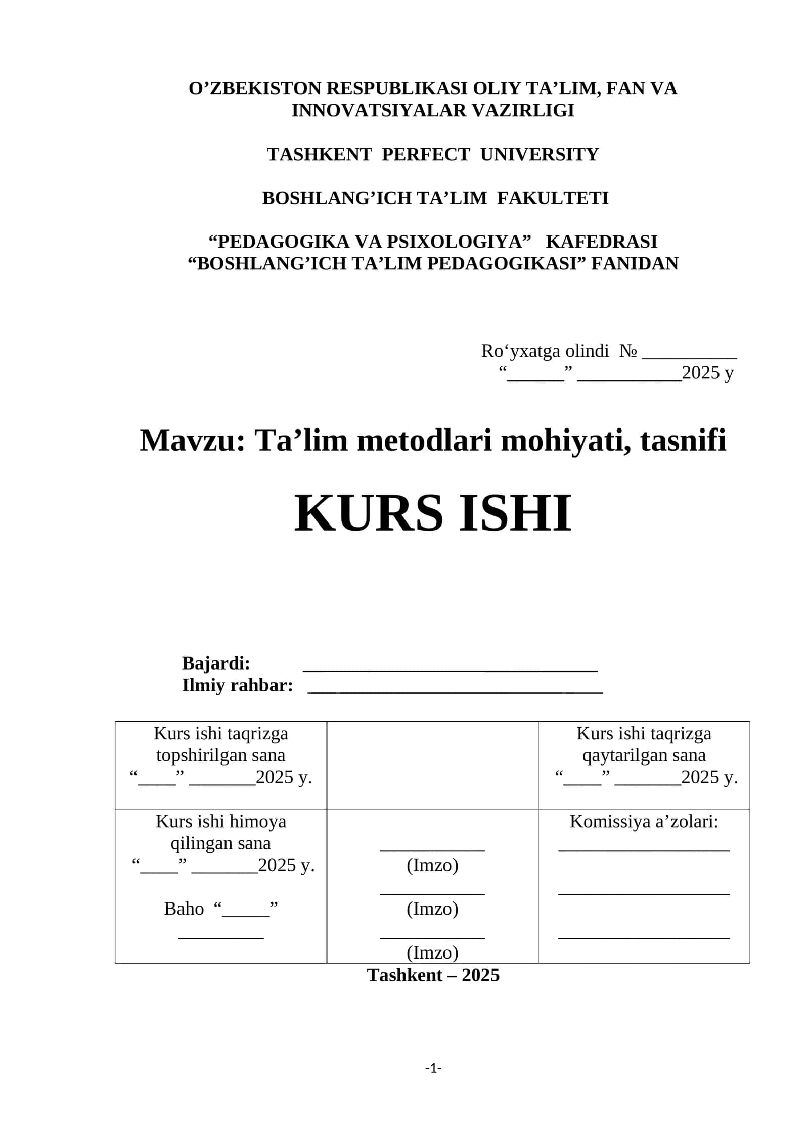 Taʼlim metodlari mohiyati, tasnifi