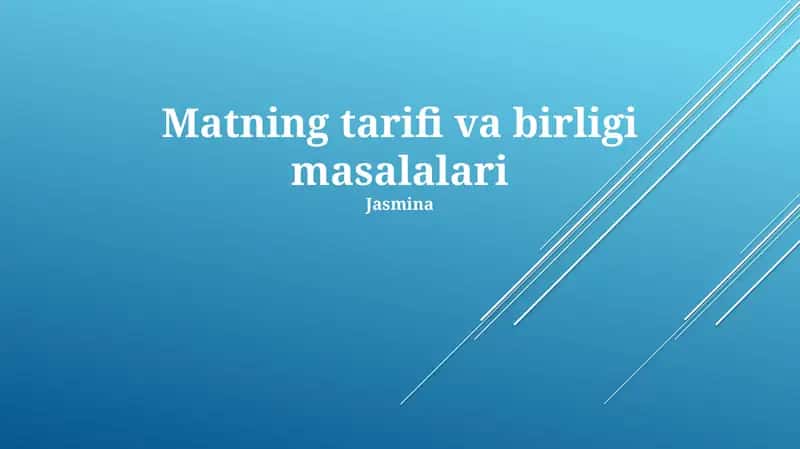 Matning tarifi va birligi masalalari