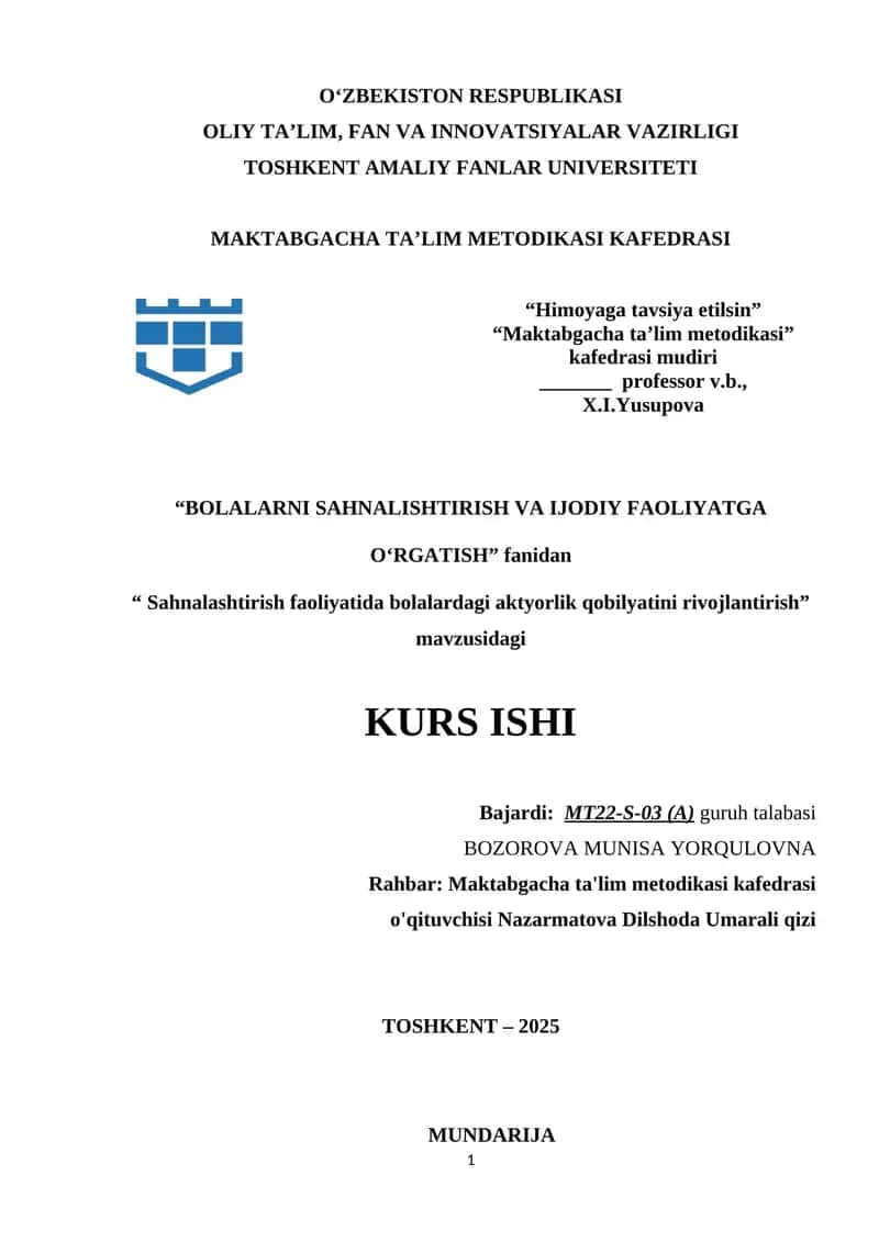 Sahnalashtirish faoliyatida bolalardagi aktyorlik qobilyatini rivojlantirish212.docx