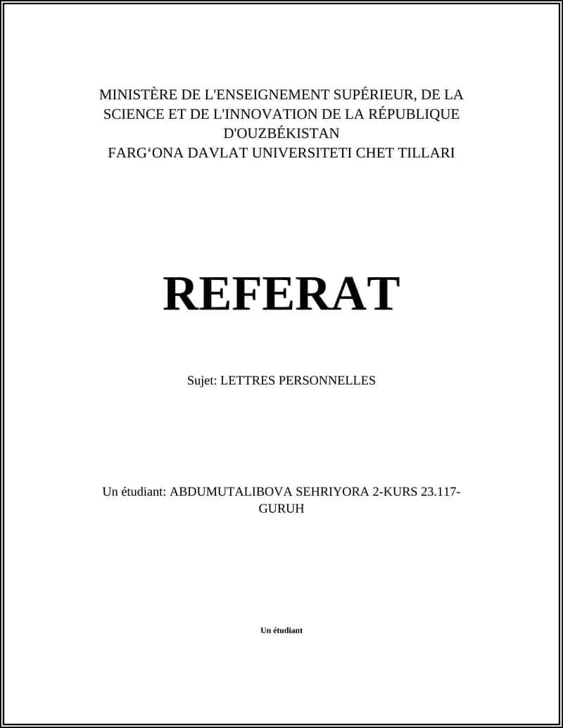 Lettres Personnelles