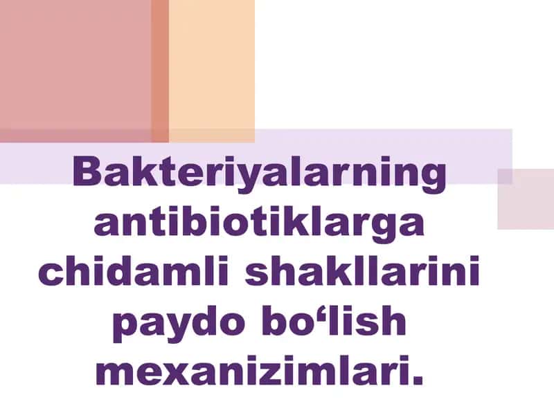 Bakteriyalarning antibiotiklarga chidamli shakllarini paydo bo‘lish mexanizimlari.