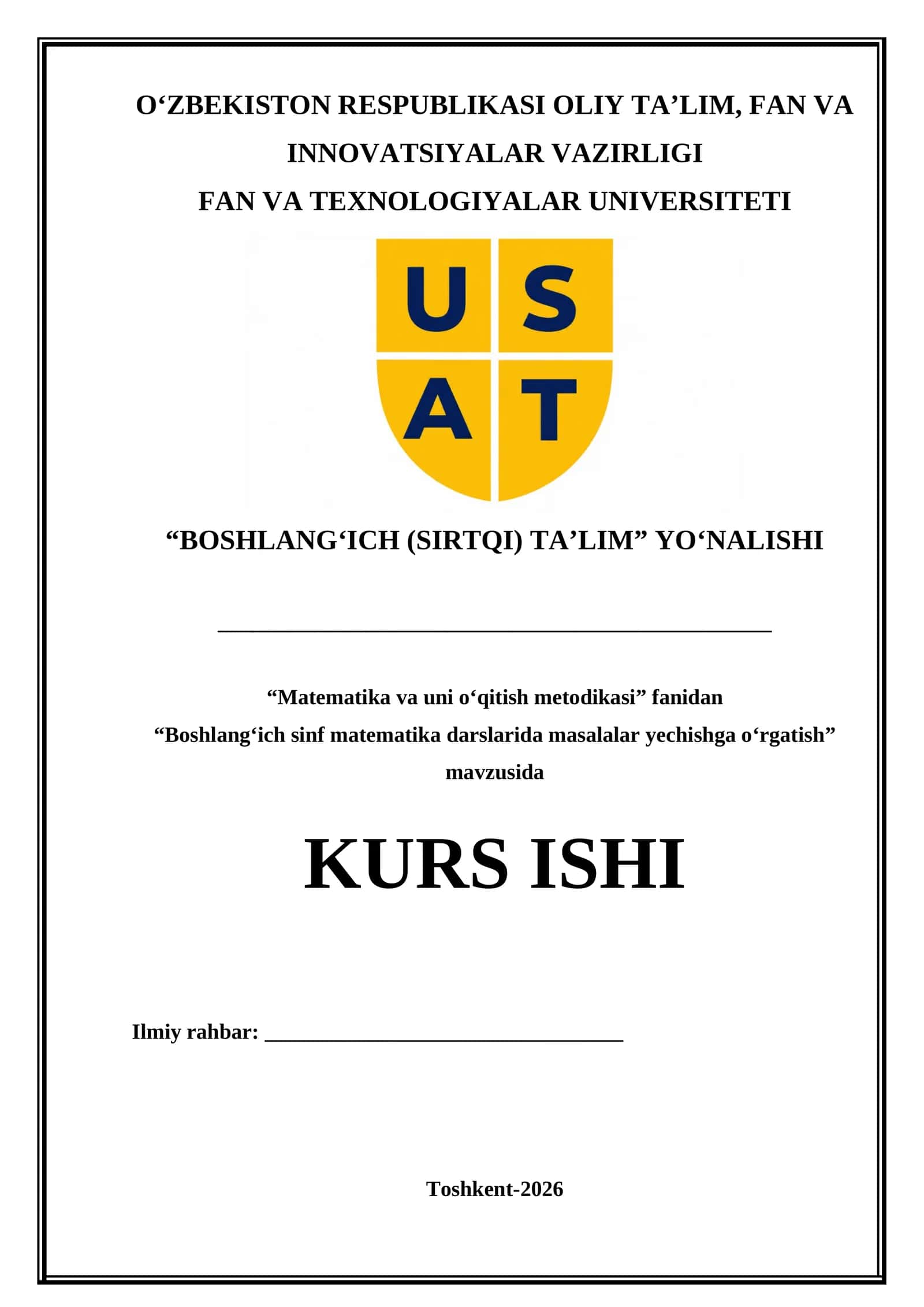 Boshlang‘ich sinf matematika darslarida masalalar yechishga o‘rgatish