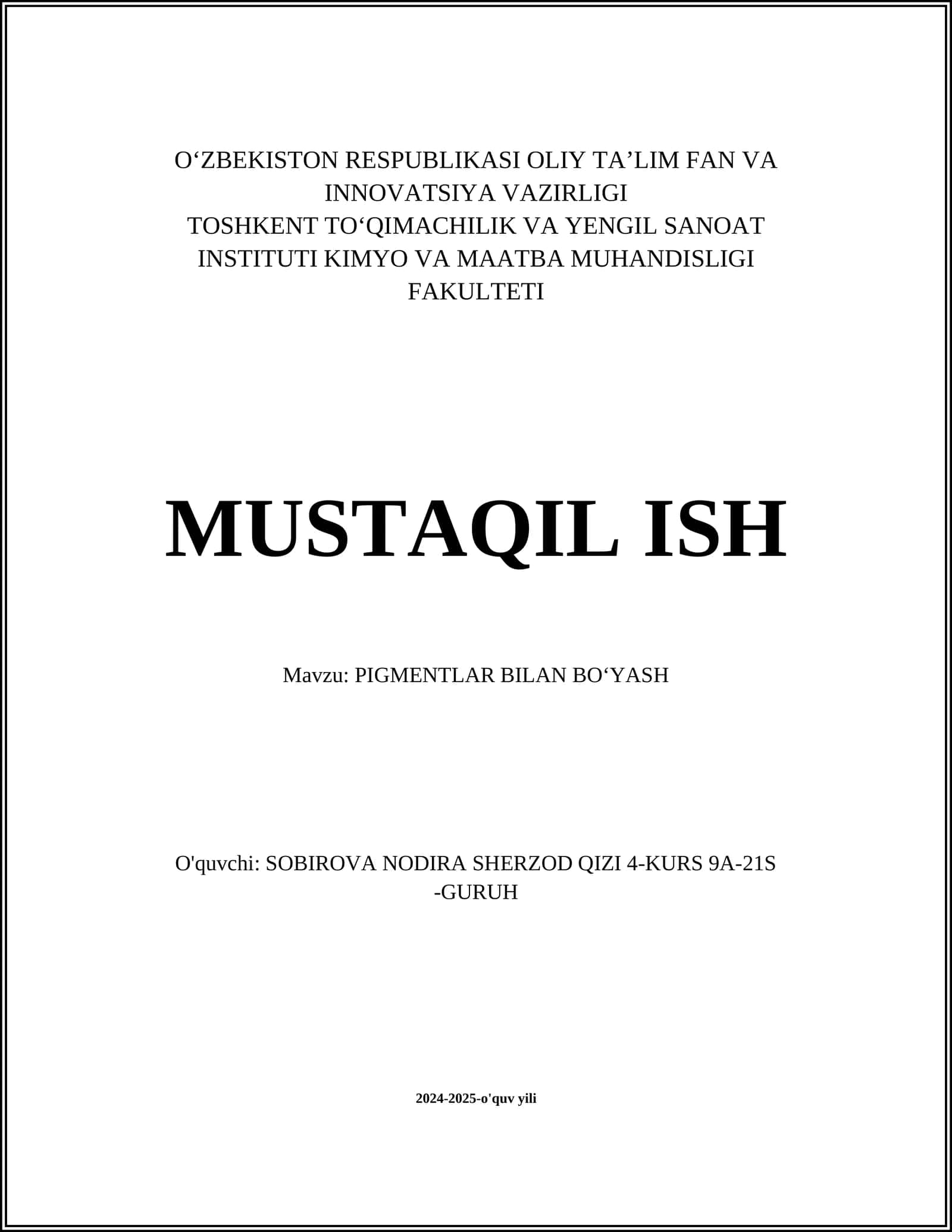 PIGMENTLAR BILAN BOʻYASH