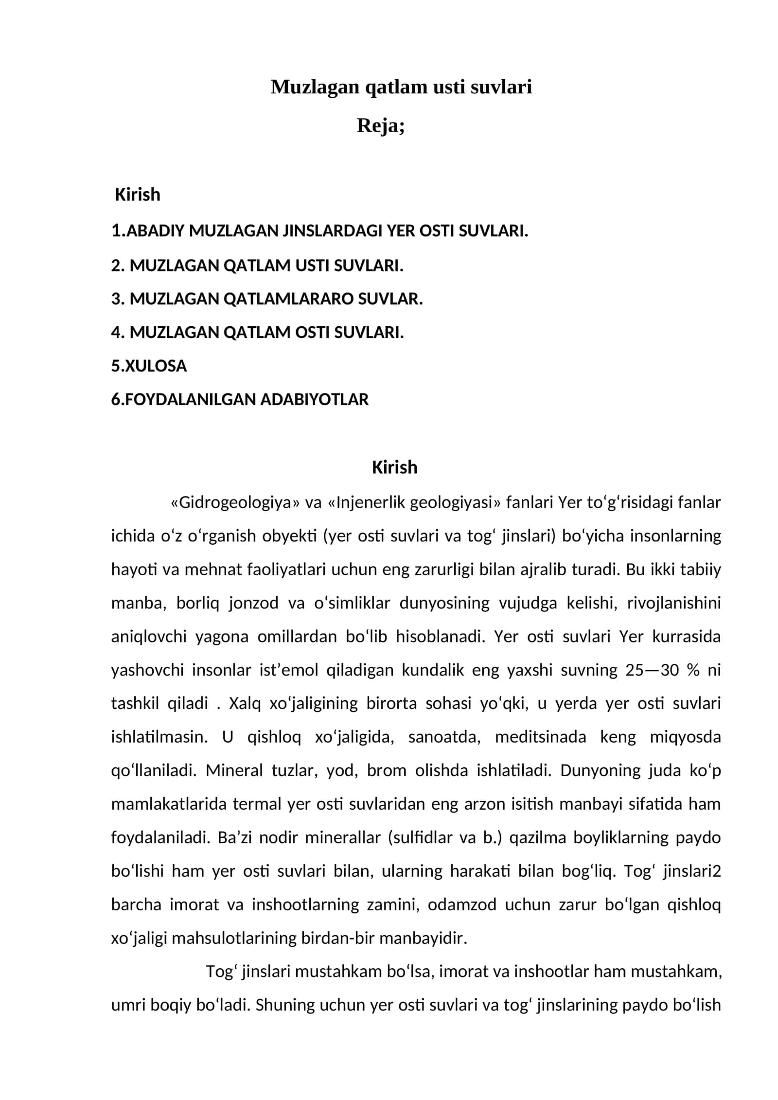 Muzlagan qatlam usti suvlari