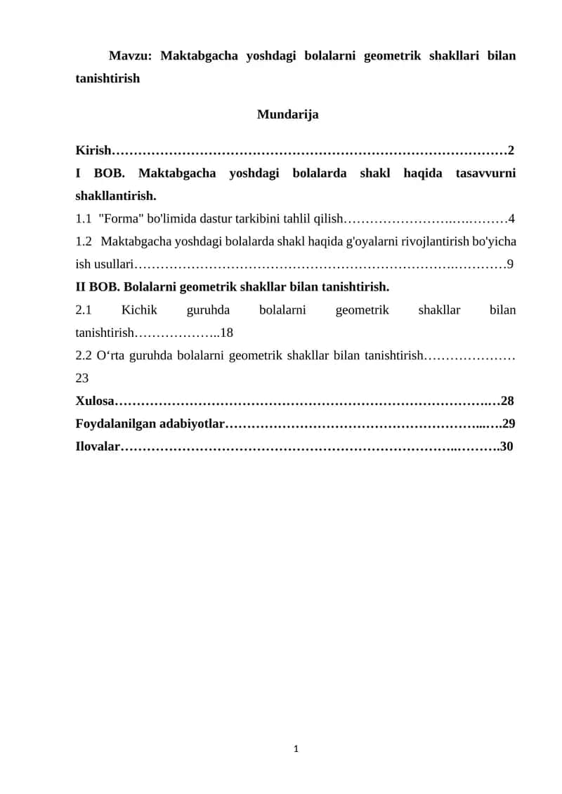 Maktabgacha yoshdagi bolalarni geometrik shakllari bilan tanishtirish