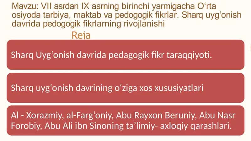 Sharquyg‘onish davri pedagogik fikrlar
