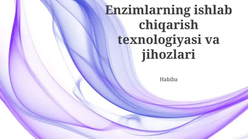 Ferment ishlab chiqarish texnologiyasi va jihozlari