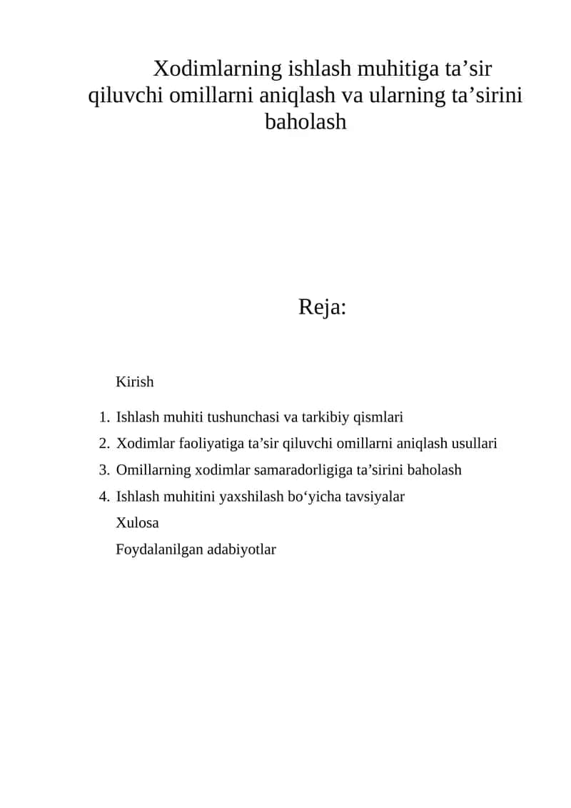Ishlash muhiti tushunchasi va tarkibiy qismlari