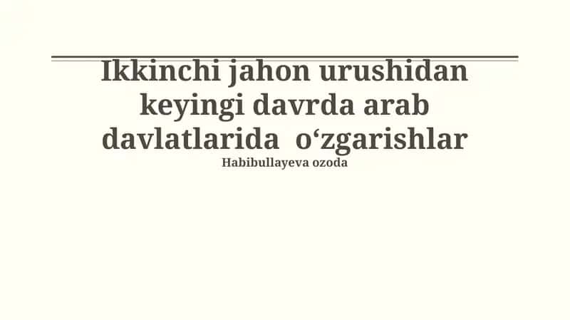 Sovuq urush davri va Arab davlatlaridagi ta’siri