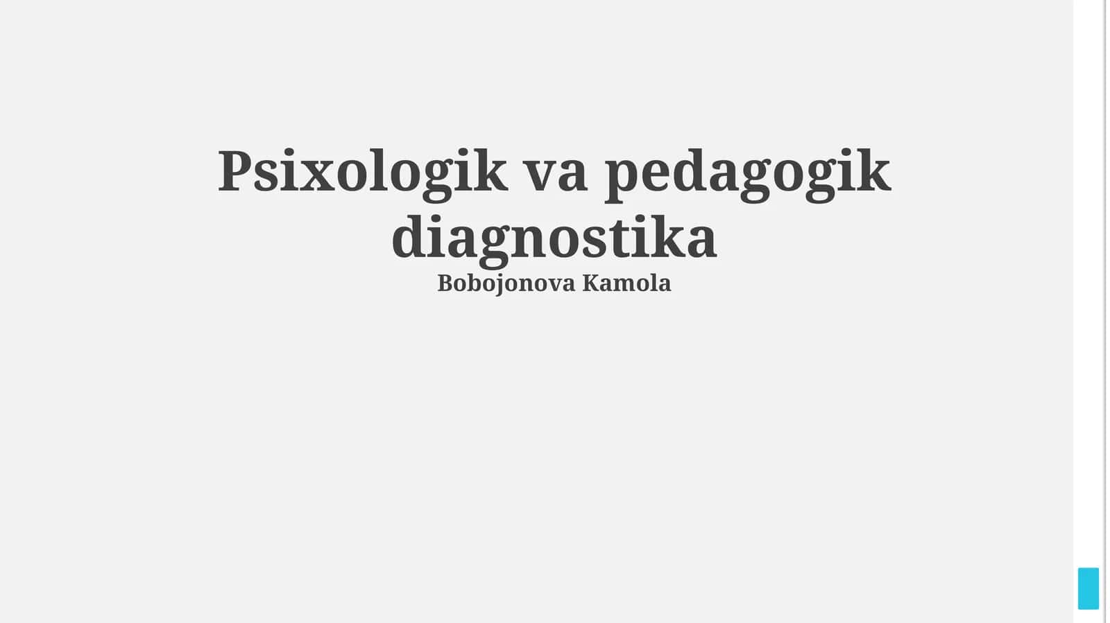 Psixologik va pedagogik diagnostika