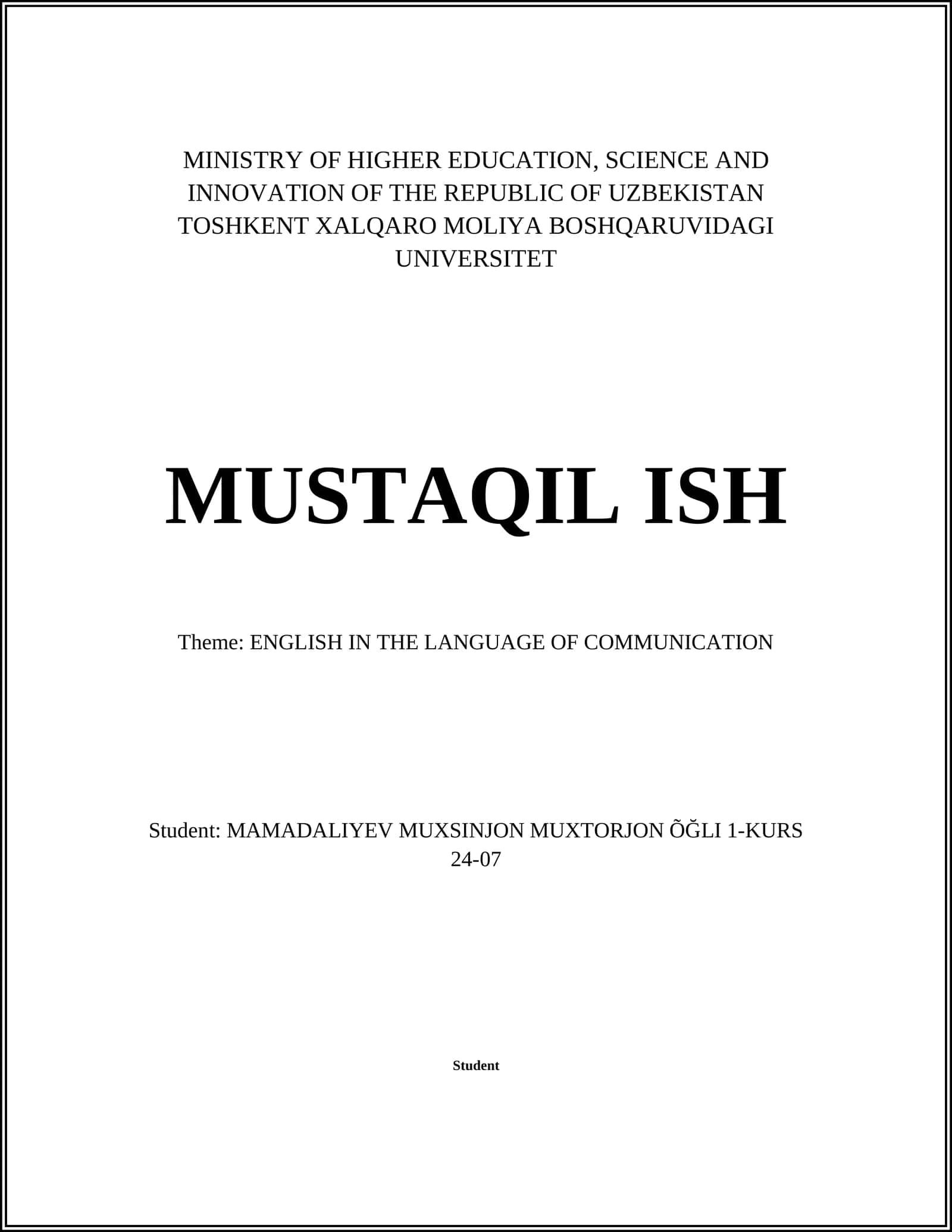 English in the Language of Communication