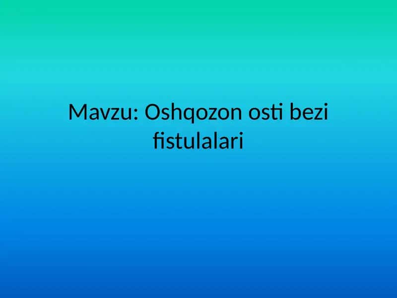 Oshqozon osti bezi fistulalari