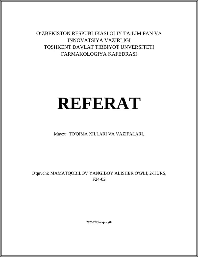 TO'QIMA XILLARI VA VAZIFALARI