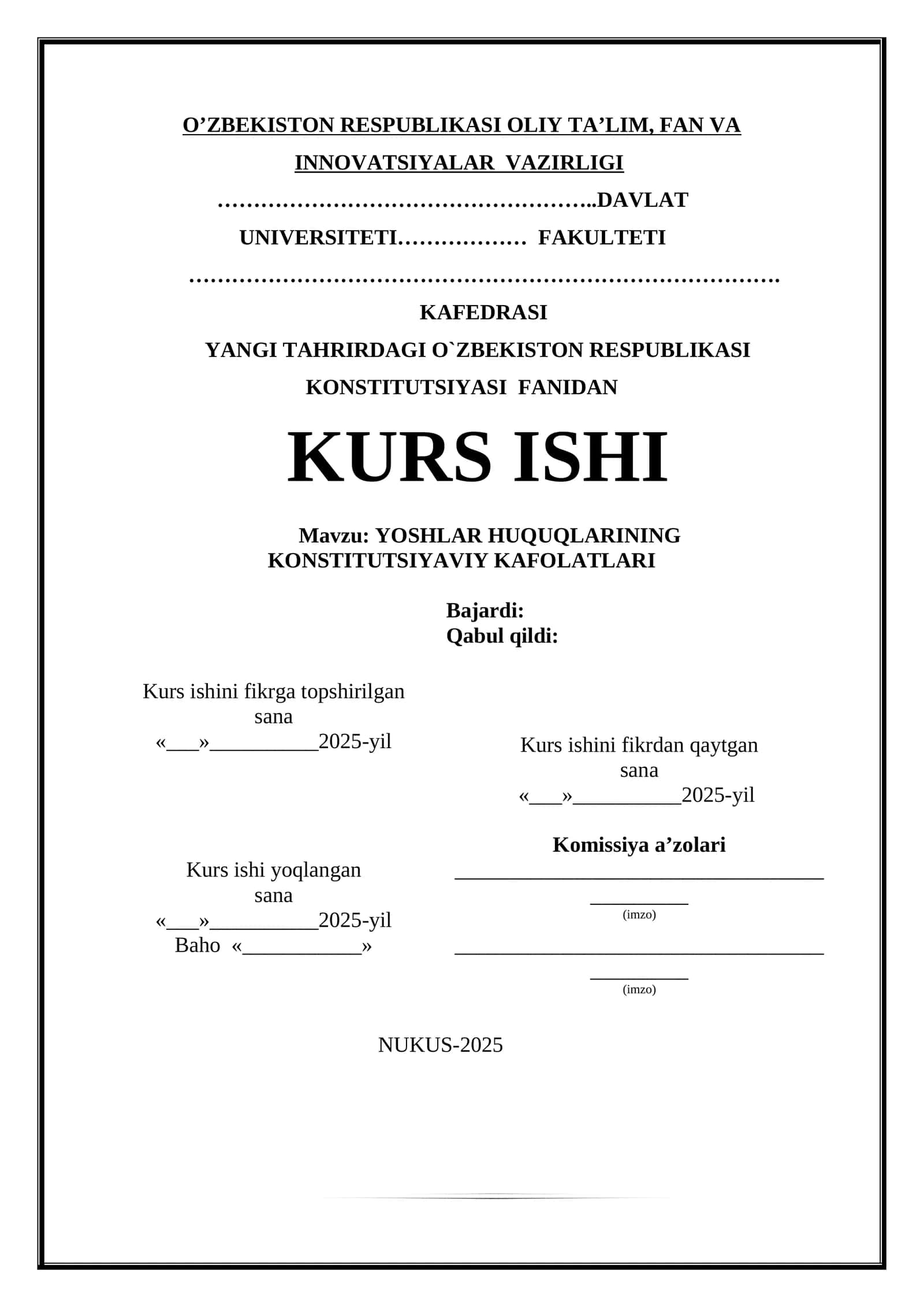 YOSHLAR HUQUQLARINING KONSTITUTSIYAVIY KAFOLATLARI