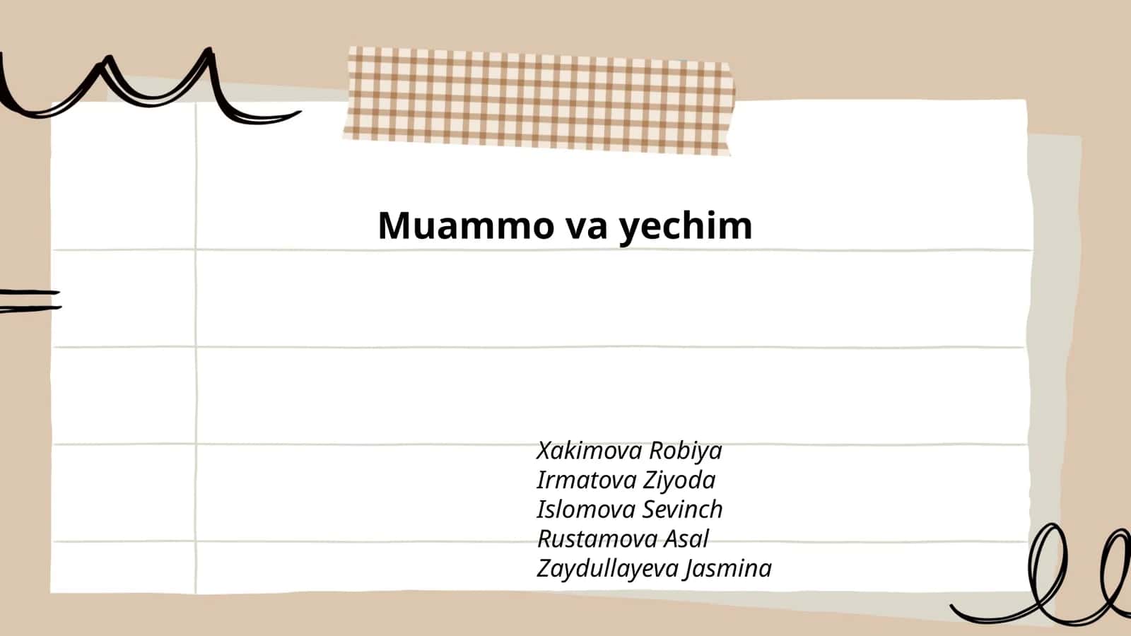Muammo va yechim