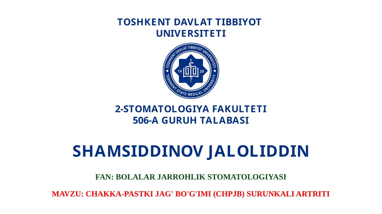 CHAKKA-PASTKI JAG' BO'G'IMI SURUNKALI ARTRITI