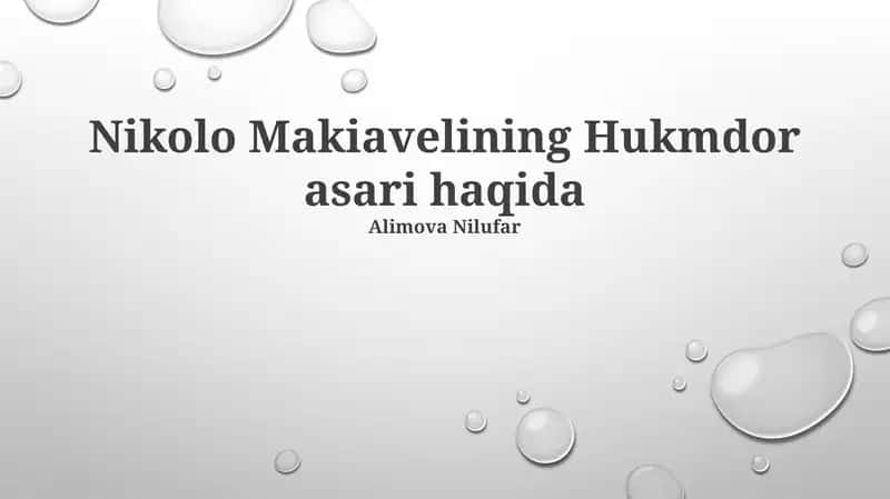 Nikollo Makiavellining "Knyaz" asari haqida