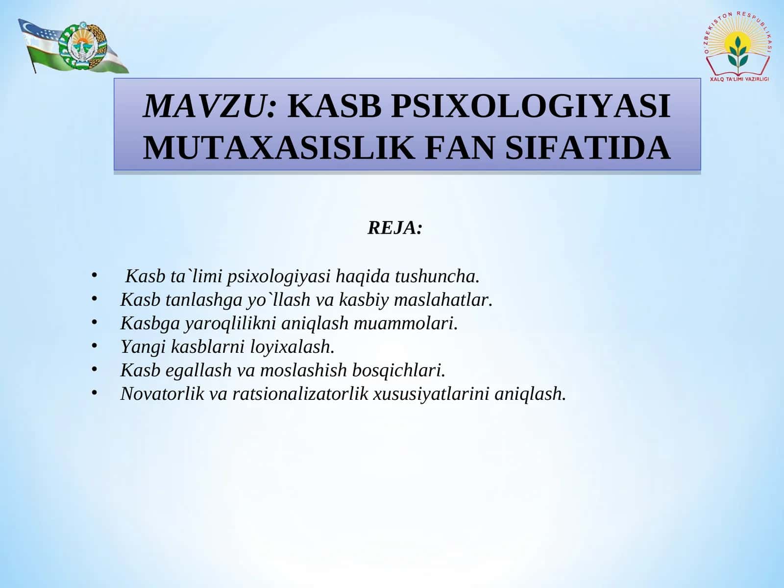 Kasb psixologiyasi mutaxasislik fan sifatida