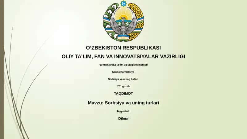 Sorbsiya va uning turlari