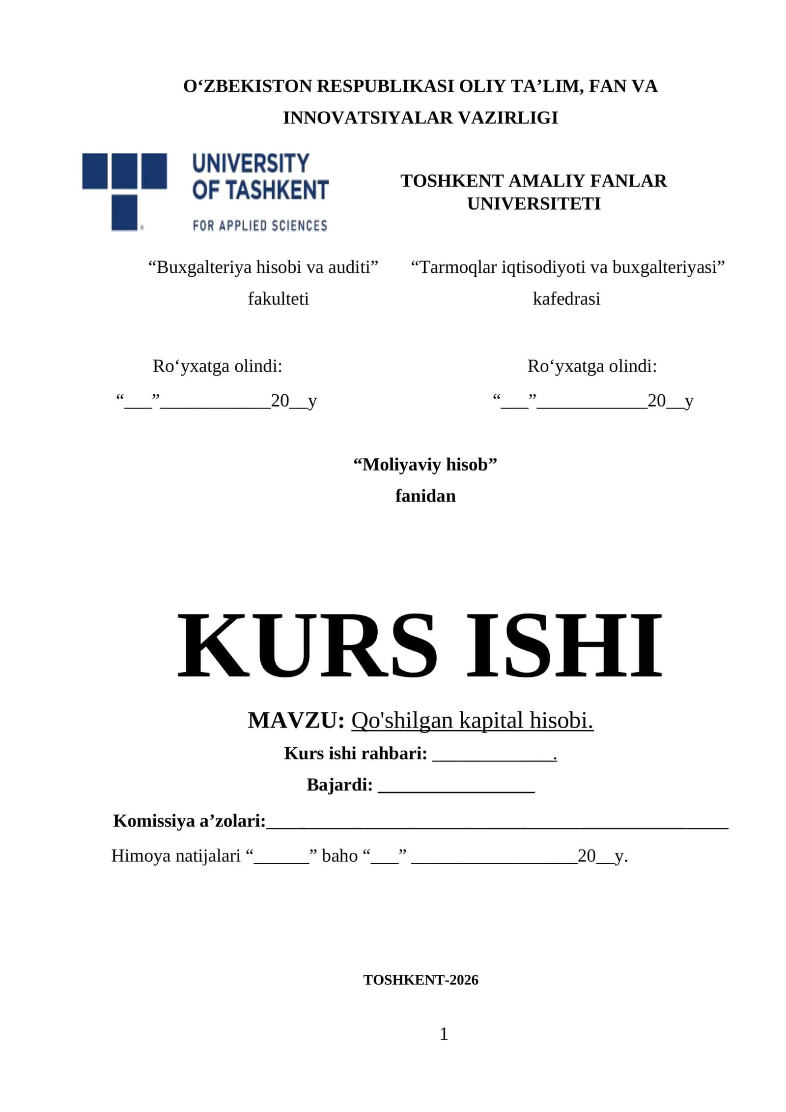 Qo'shilgan kapital hisobi