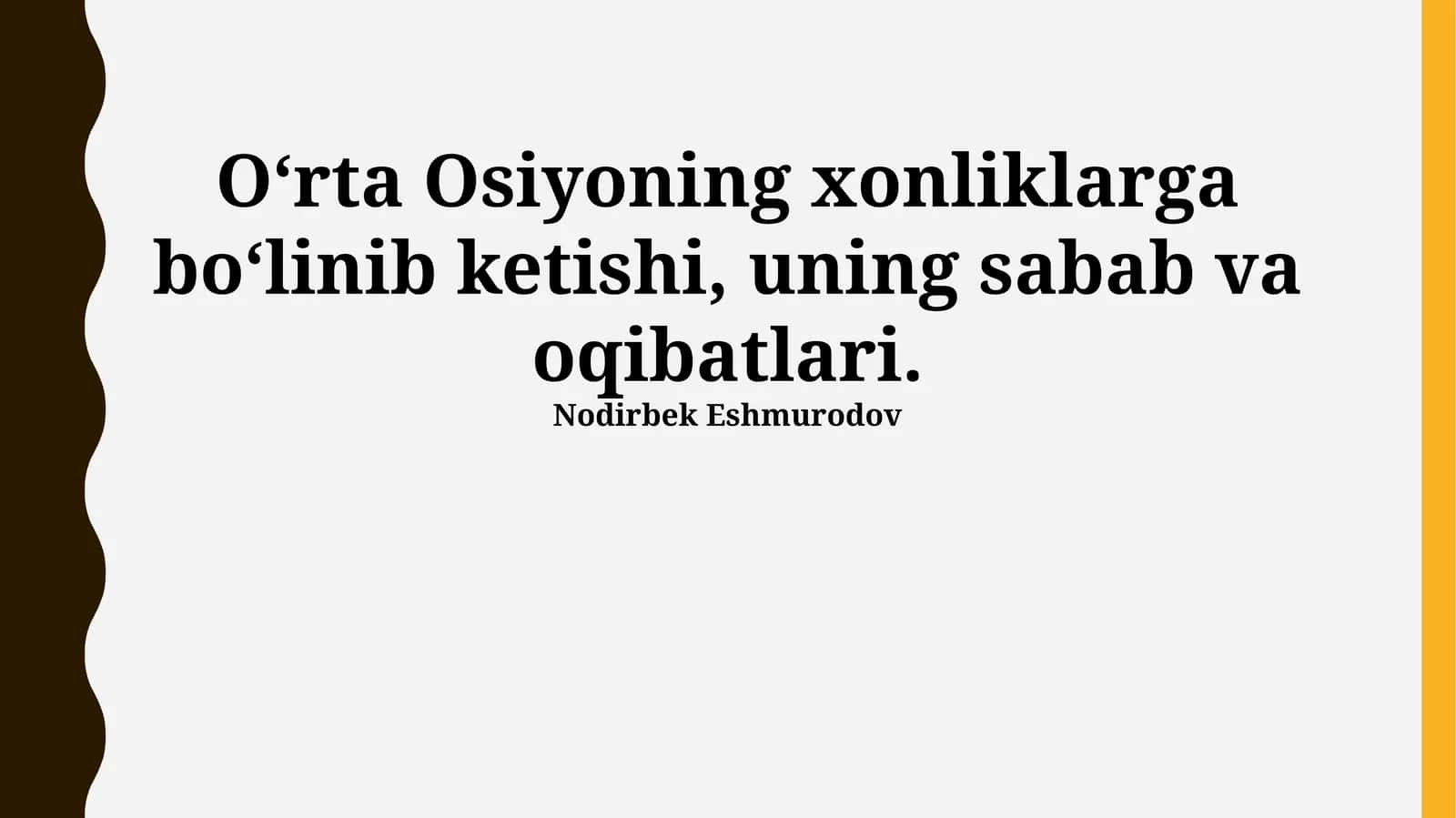 Xonliklarga bo'linib ketishi, uning sabab va oqibatlari
