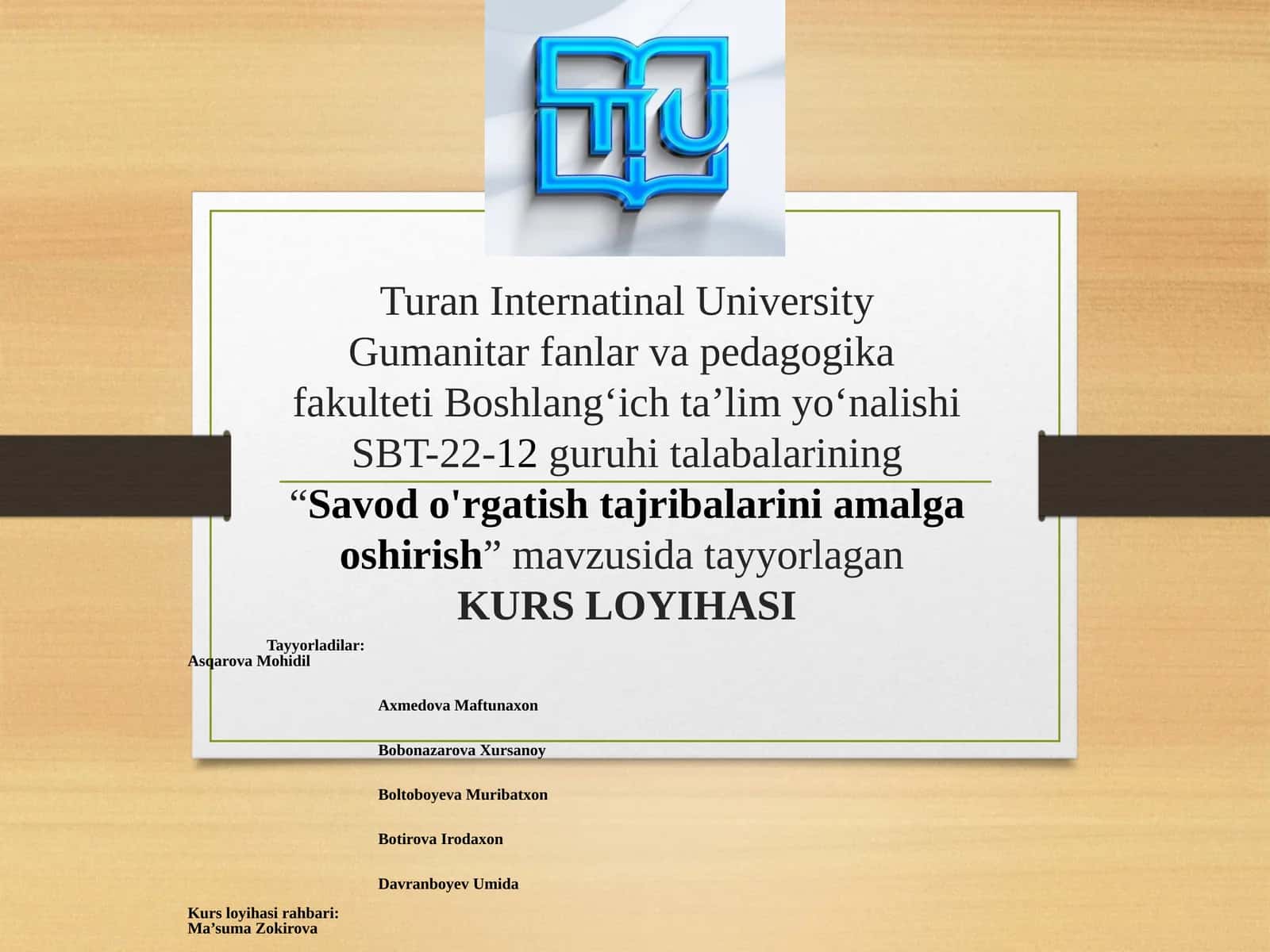 KURS LOYIHASI