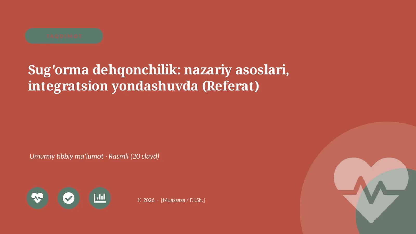 Sug'orma dehqonchilik: nazariy asoslari, integratsion yondashuvda (Referat)