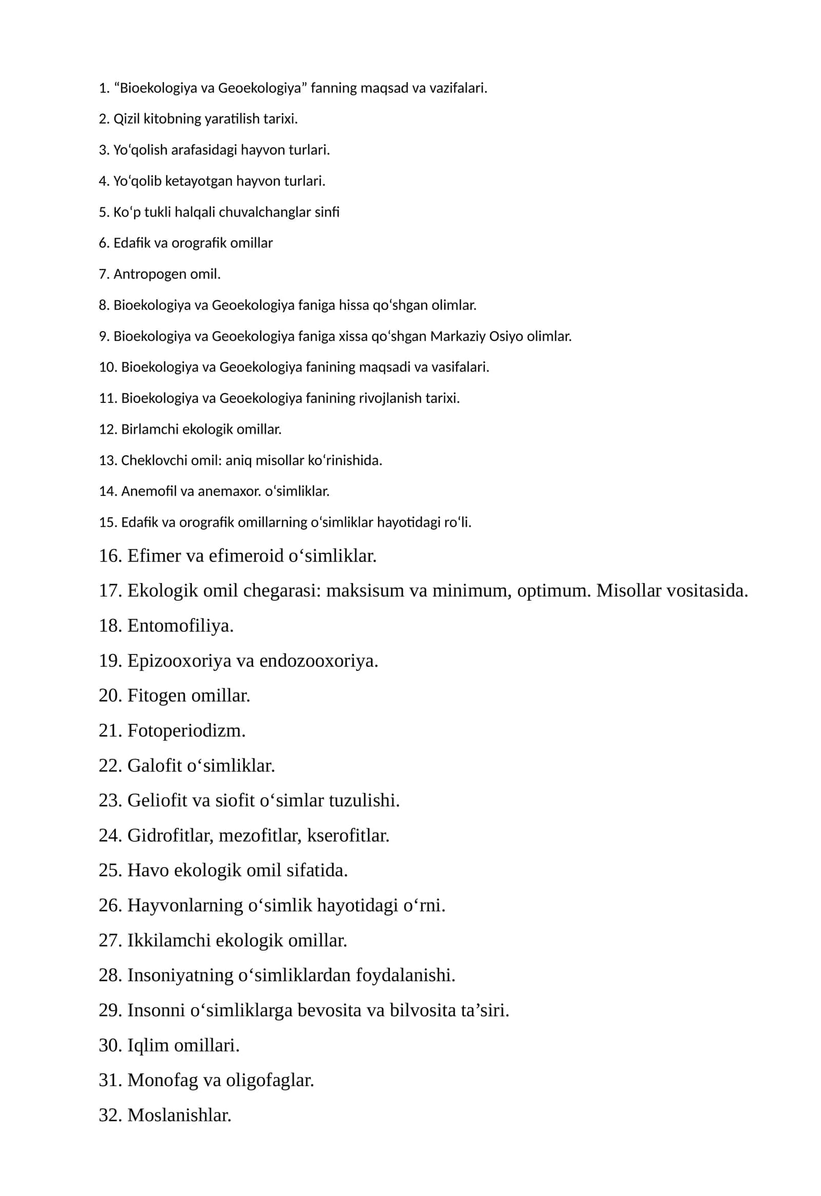 Bioekologiya va Geoekologiya