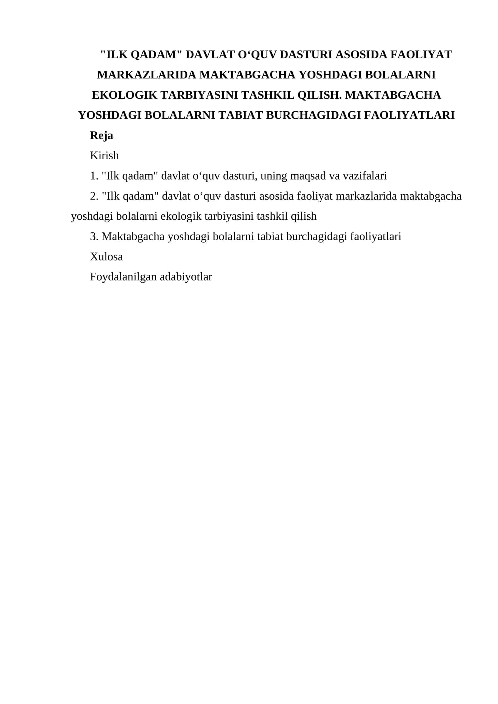 "Ilk Qadam" davlat o‘quv dasturi asosida faoliyat markazlarida