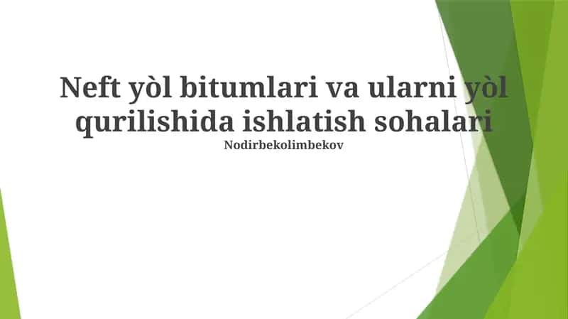 Asfalt Yo'l Qoplamalari Kirish