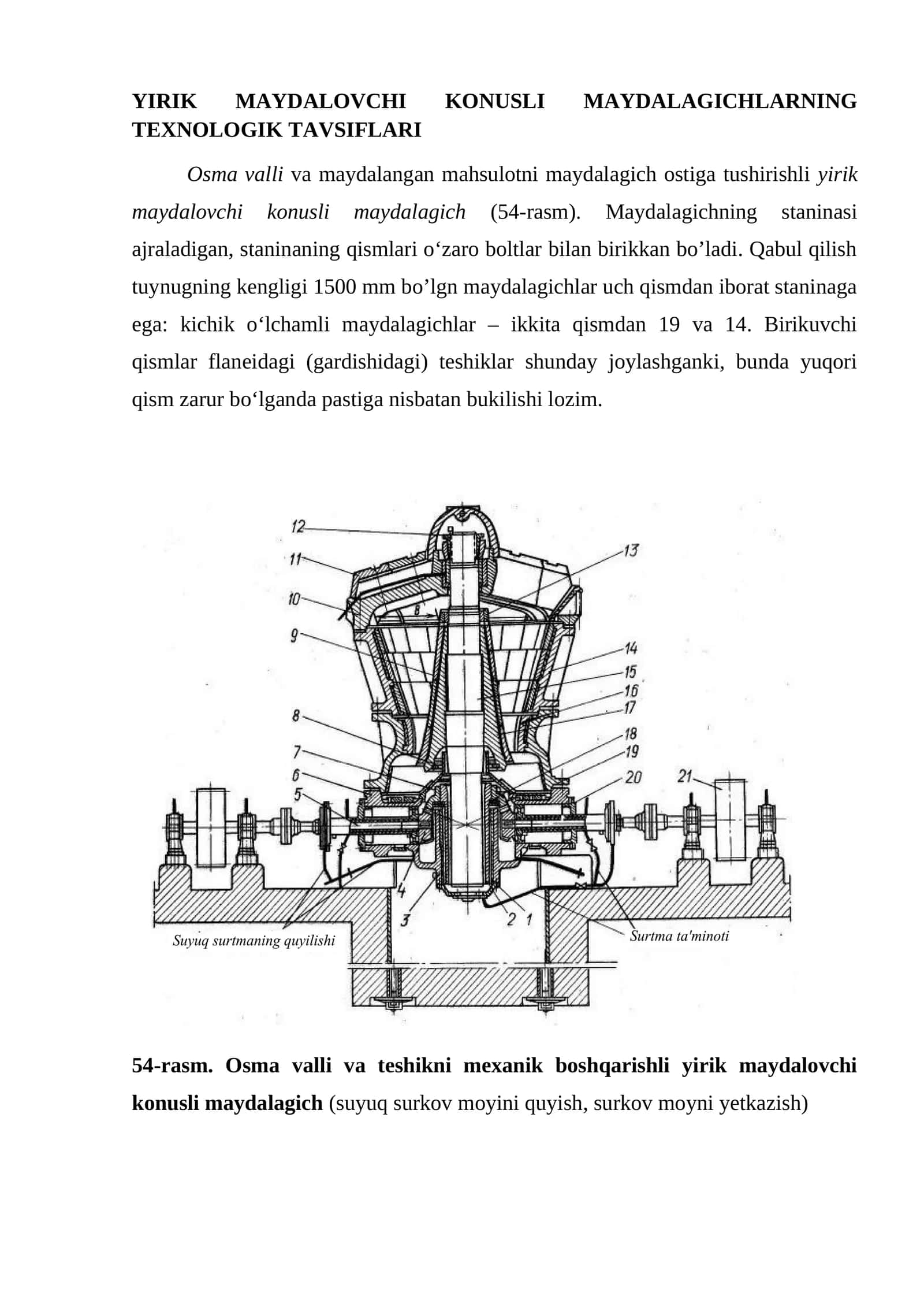 YIRIK MAYDALOVCHI KONUSLI MAYDALAGICHLARNING TEXNOLOGIK TAVSIFLARI