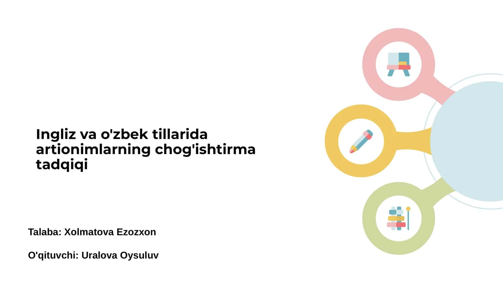 Ingliz va o'zbek tillarida artionimlarning chog'ishtirma tadqiqi