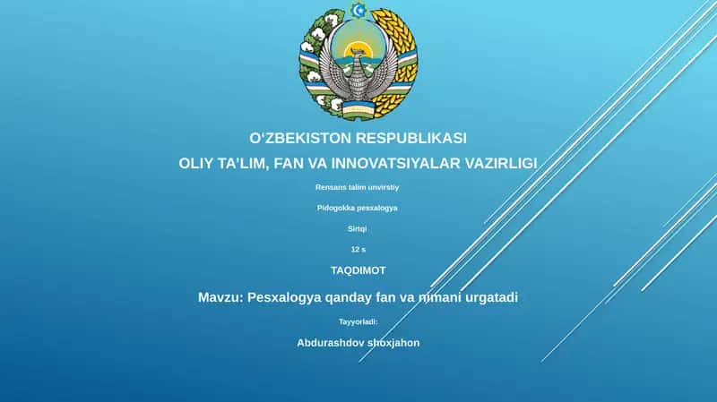 Pesxalogya qanday fan va nimani urgatadi