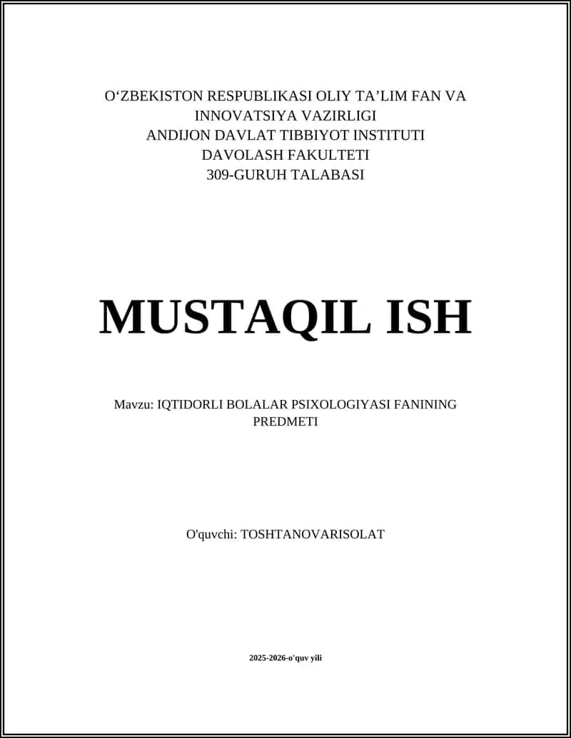 Iqtidorli bolalar psixologiyasi