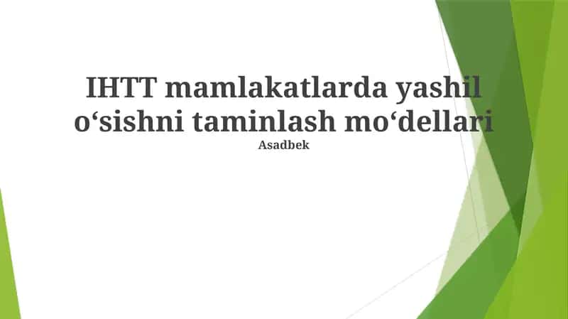 Yashil o'sish siyosati va tartibga solish mexanizmlari