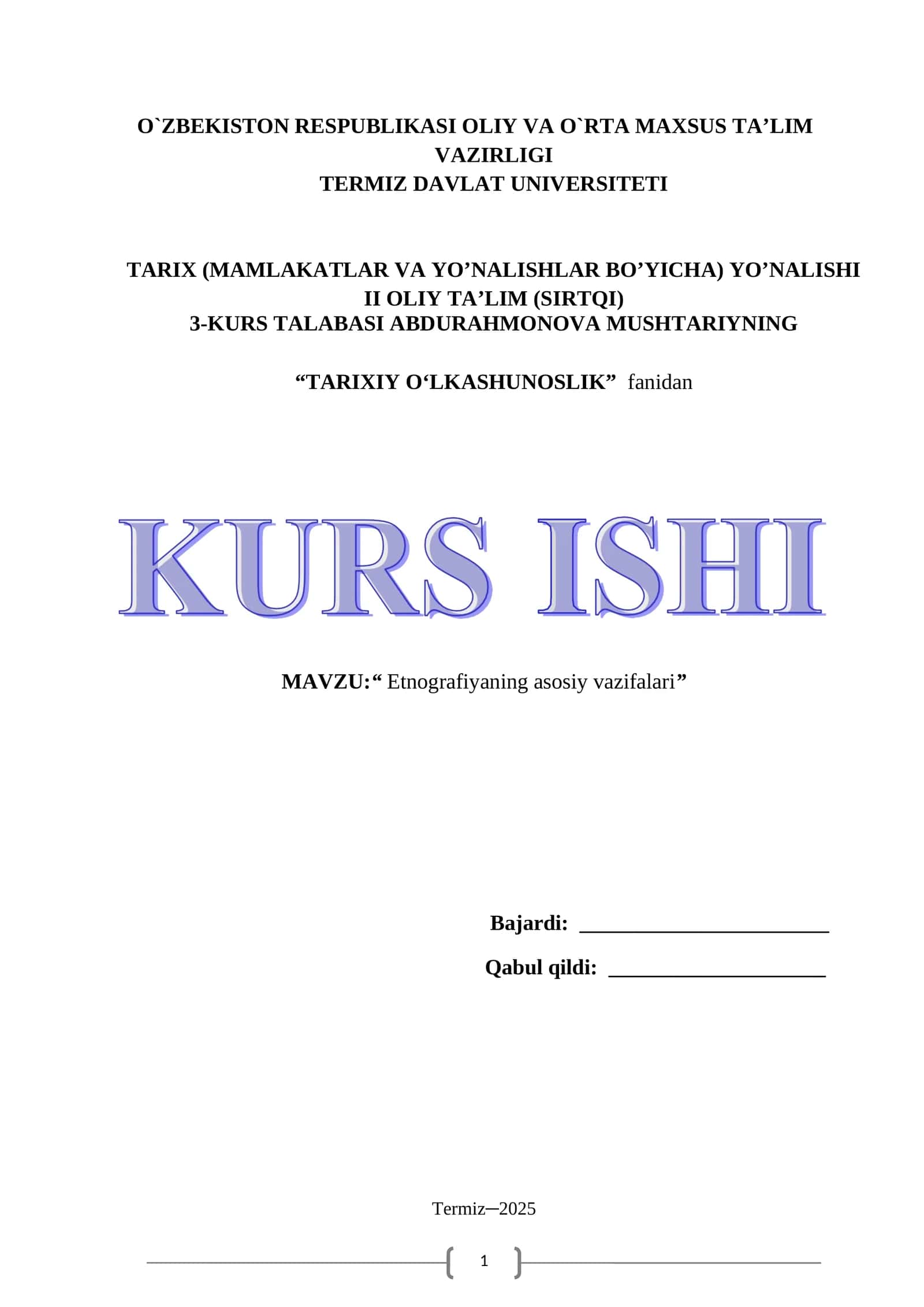 Etnografiyaning asosiy vazifalari