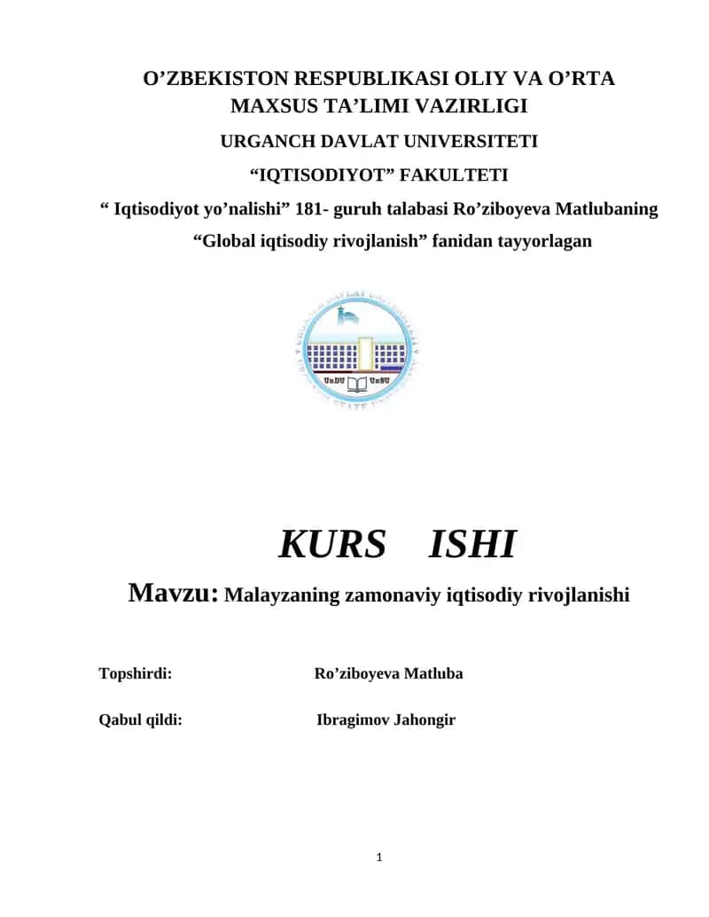 Malayzaning zamonaviy iqtisodiy rivojlanishi