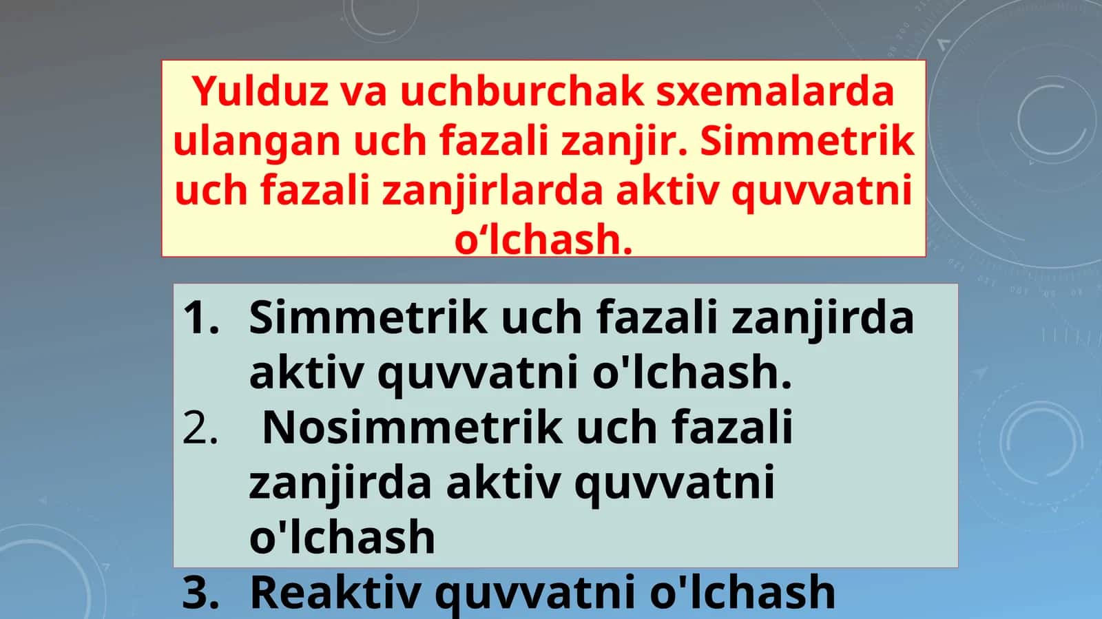 Simmetrik uch fazali zanjir