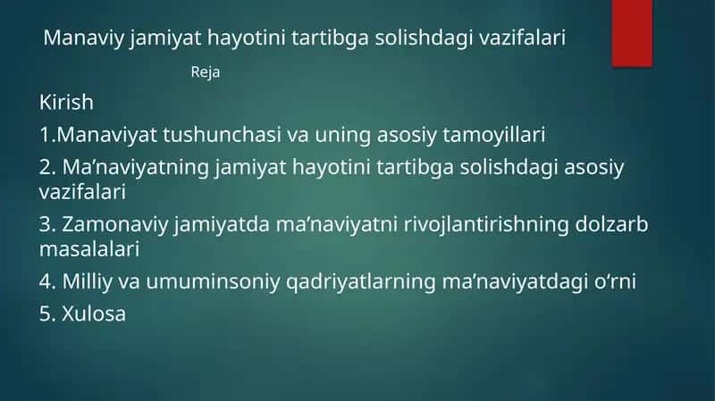 Manaviy jamiyathayotini tartibga solishdagi vazifalari