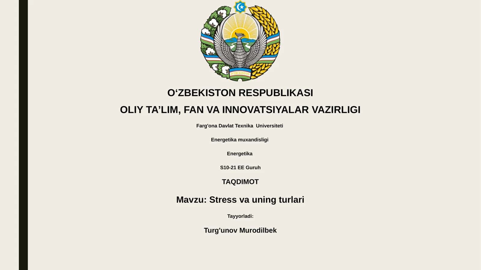 Stress va uning turlari